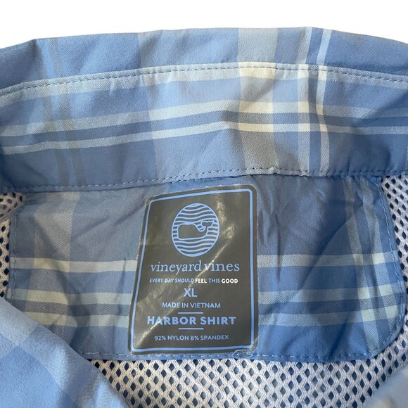 Vineyard Vines Harbor Shirt Men's Size XL Blue Plaid Fishing Boating Ventilated - Picture 2 of 5